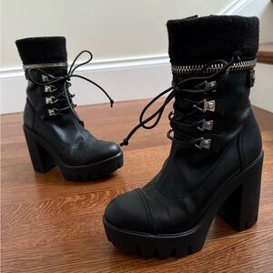 GIUSEPPE ZANOTTI Leather Lace Up Platform Combat Boots Italy Goth Grunge‎ 36